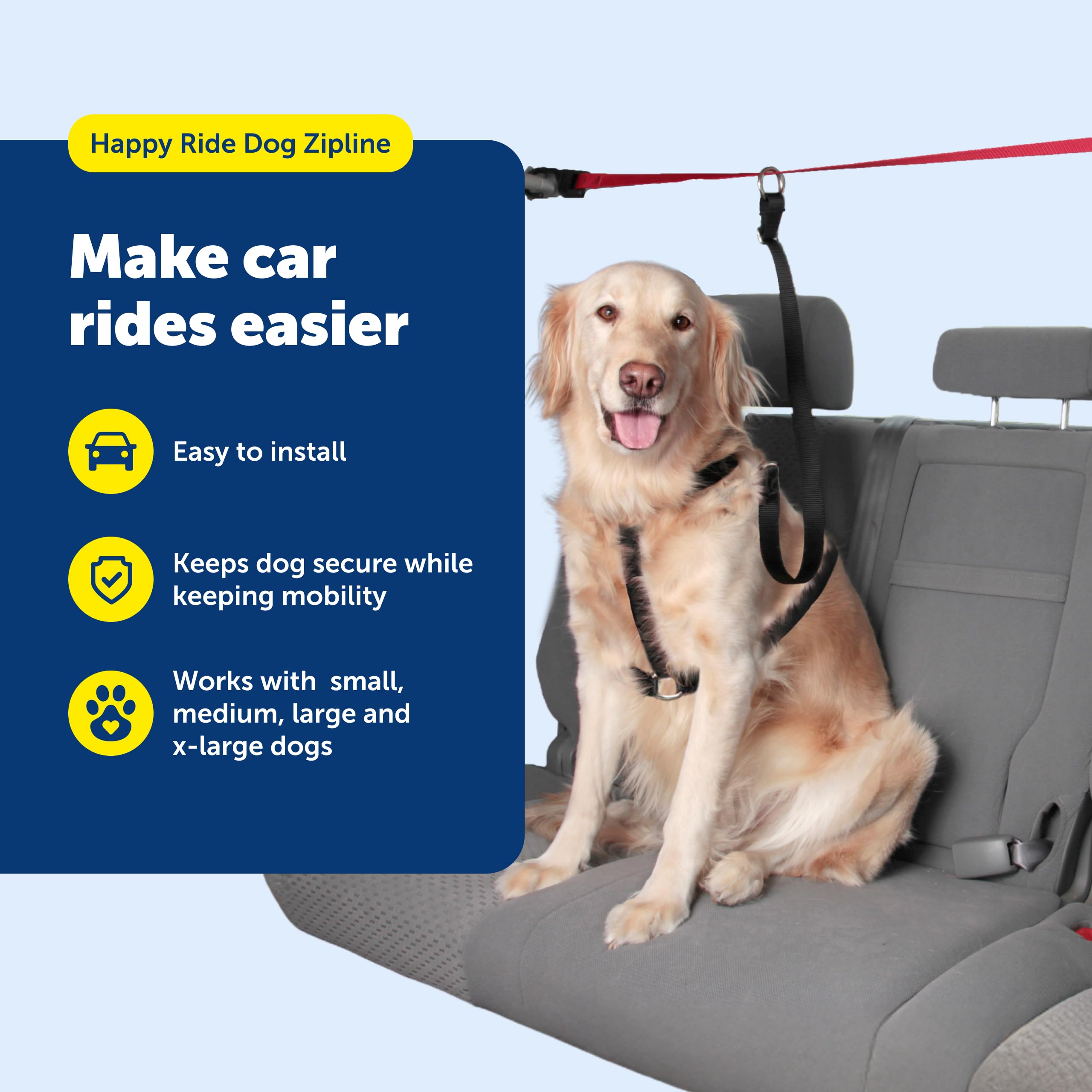 happy pet358。 Amazon.com : PetSafe Happy Ride Dog Zipline - Back Seat Leash